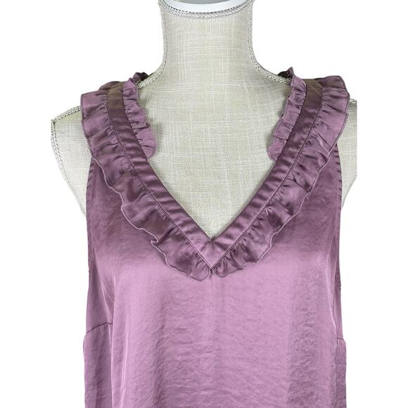 CAbi Tally Tank Top Women's Large Lilac Purple Ruffles V-neck Flowy Lightweight - Picture 5 of 9